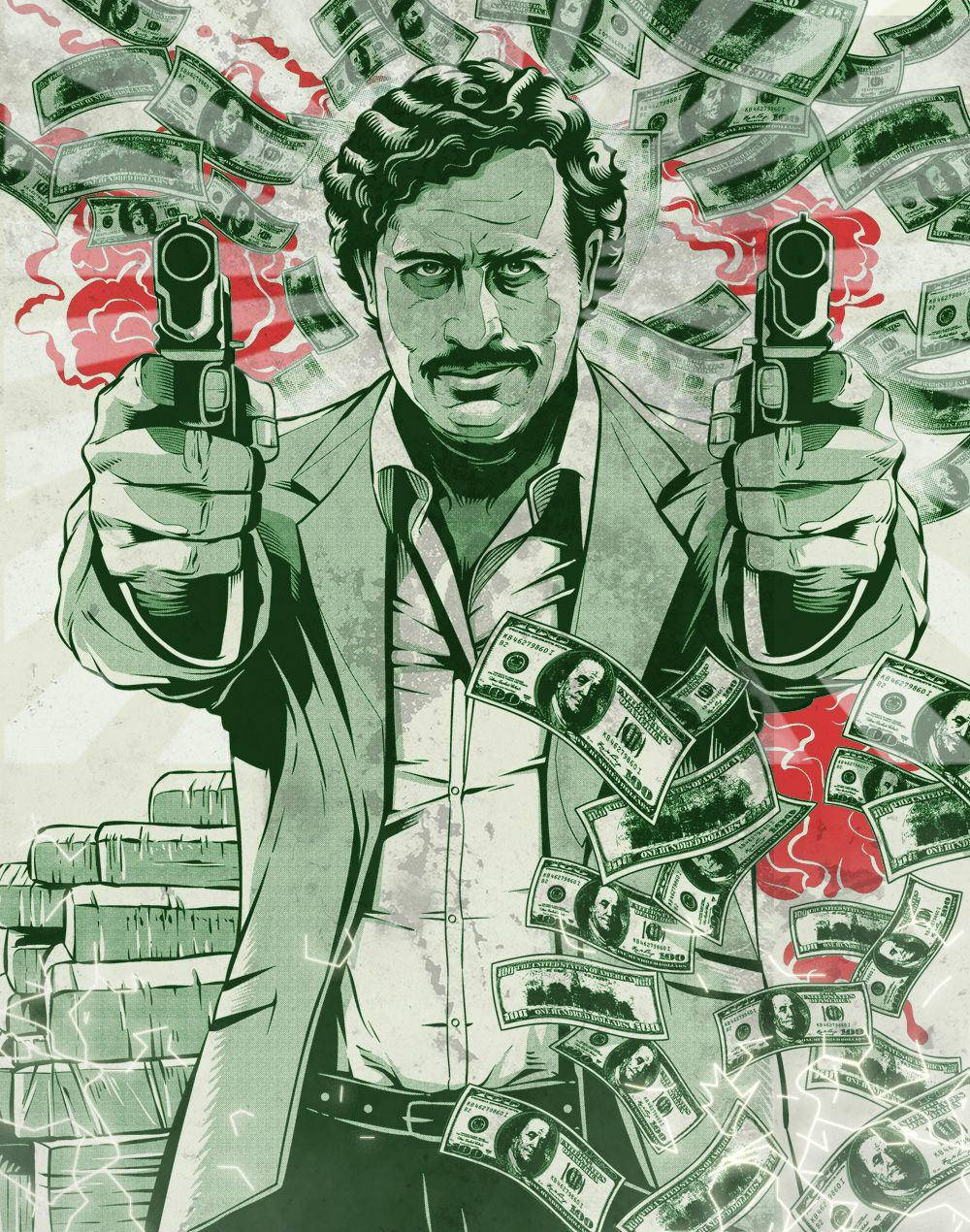 Intriguing Pablo Escobar Holding Guns Background