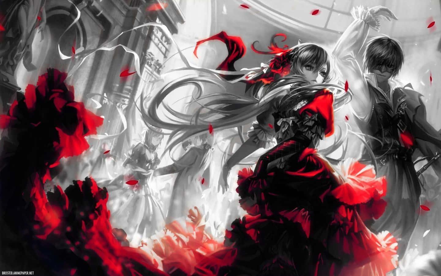 Intriguing Red And Black Anime Art