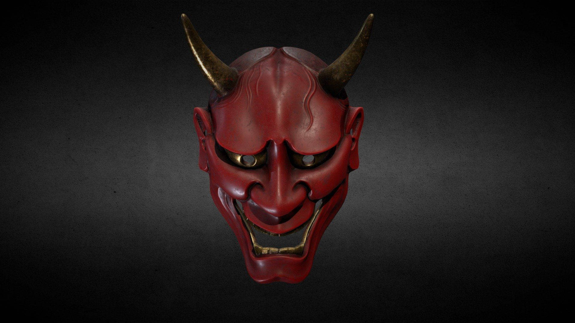 Intriguing Red Oni Mask - Symbol Of Japanese Mythology Background