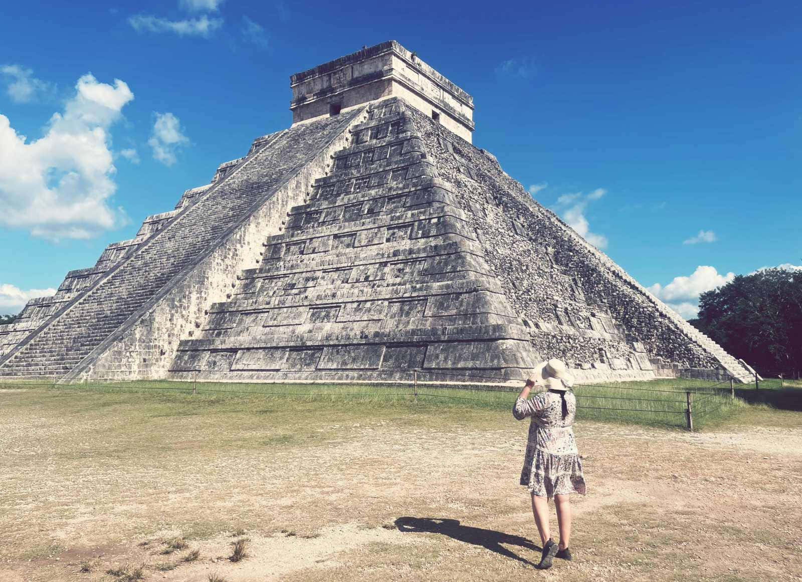 Intriguing View Of The El Castillo, Chichen Itza In Mexico Background