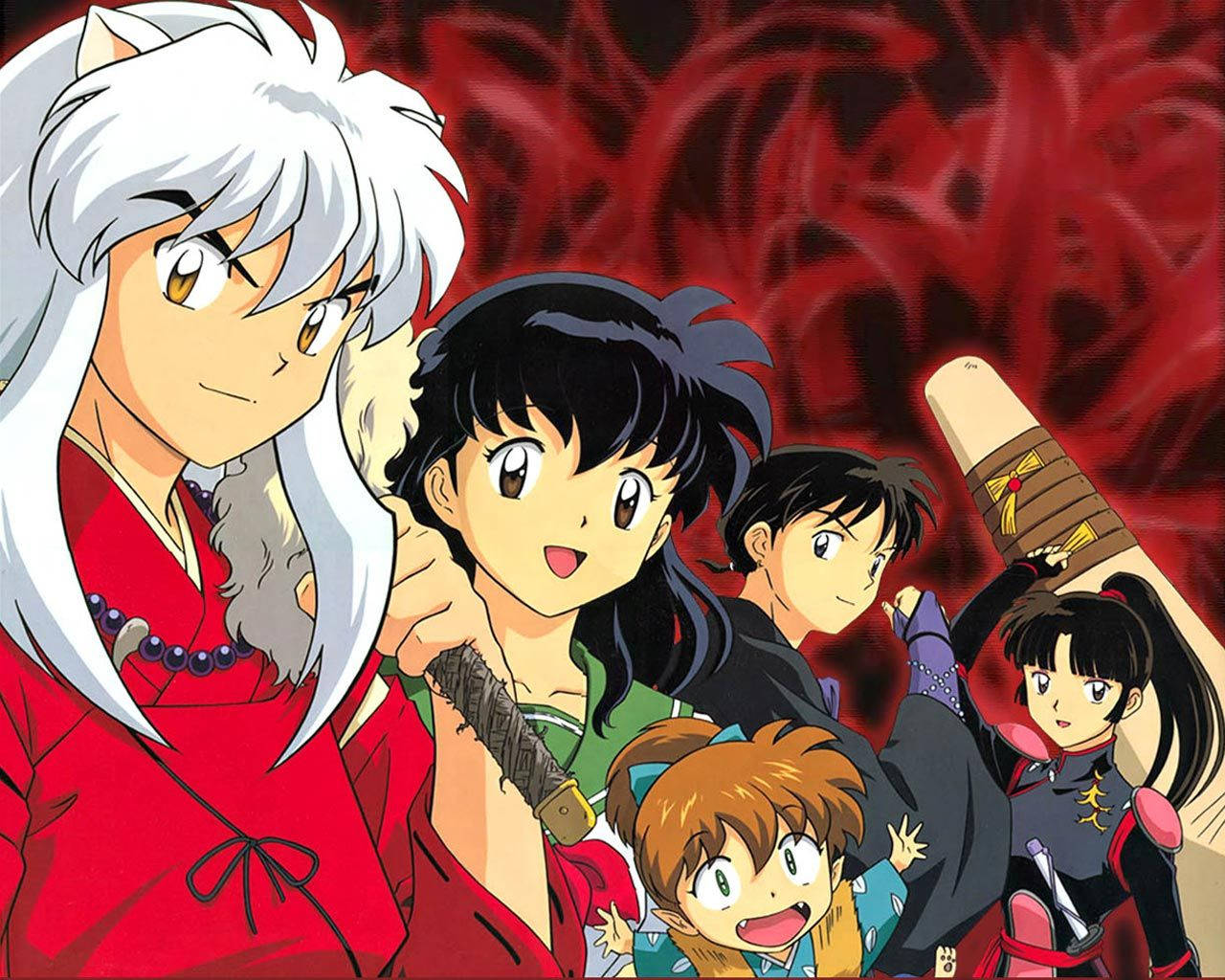 Inuyasha And Friends In Red