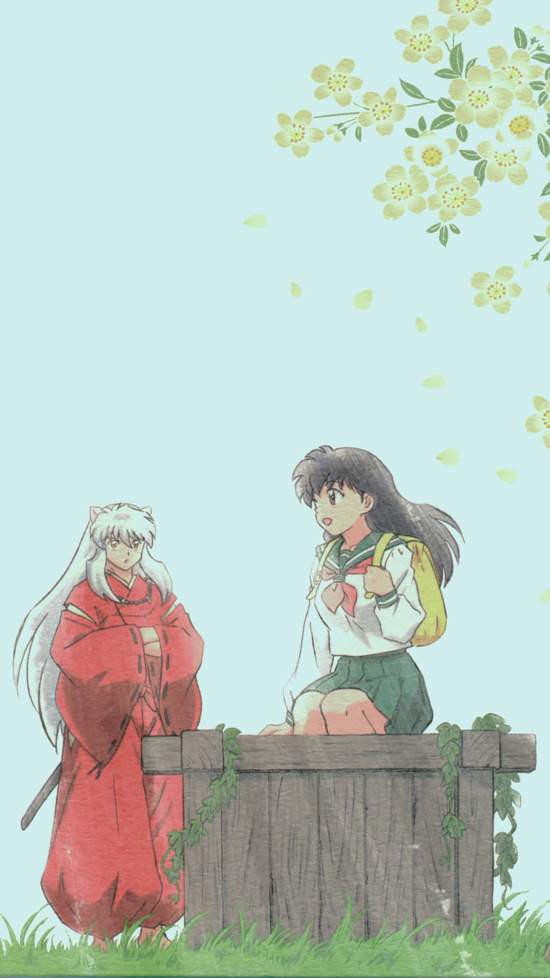 Inuyasha And Kagome In Bone Well Phone Background