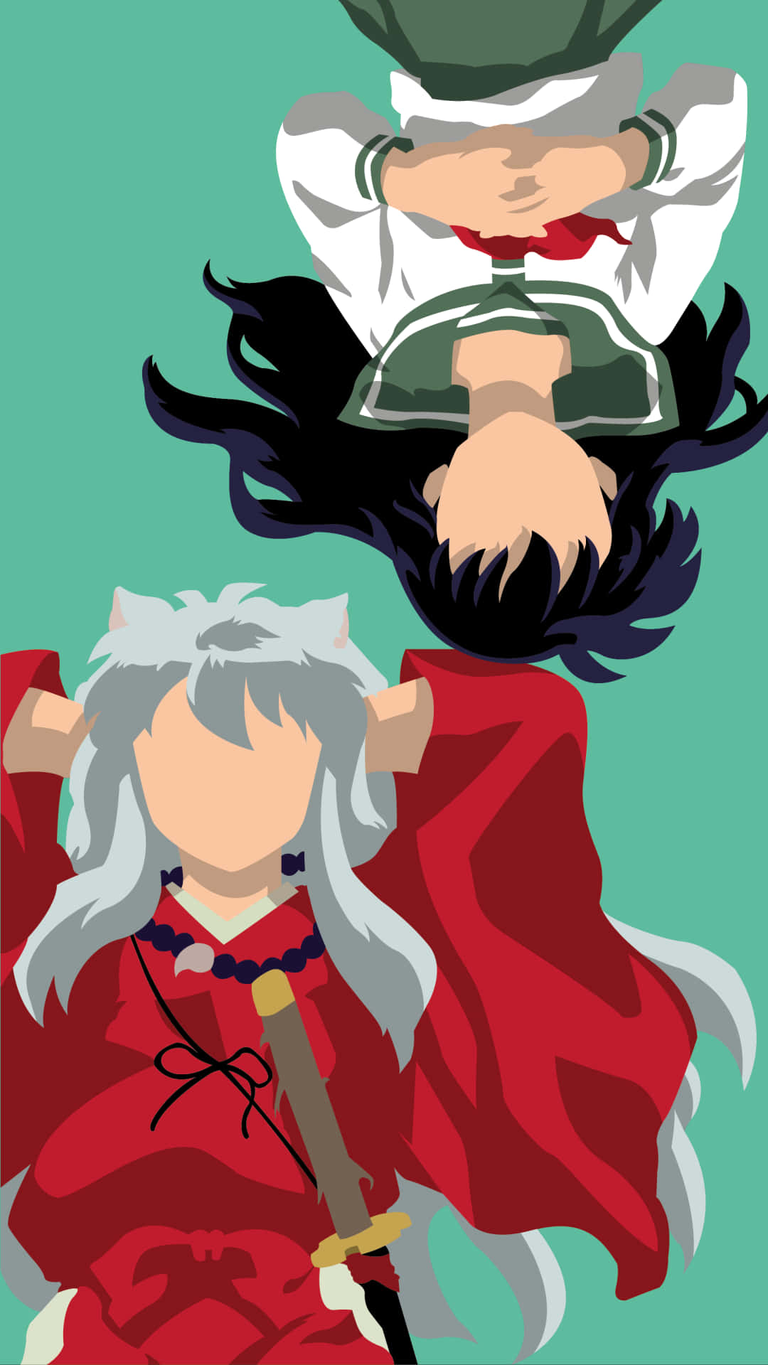 Inuyasha And Kagome Minimal Phone Background