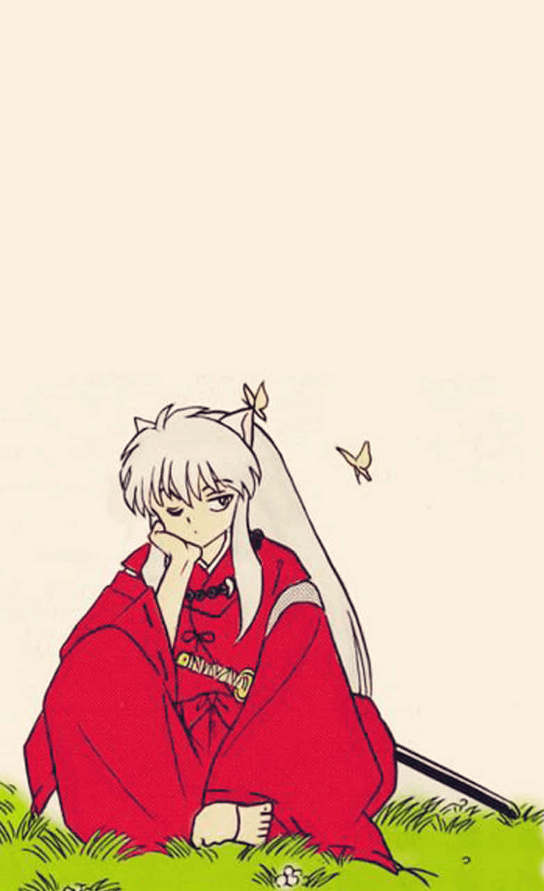 Inuyasha With Butterflies Phone Background