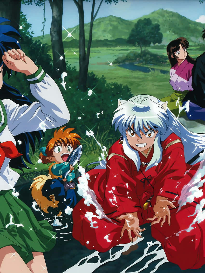 Inuyasha With Friends Phone Background