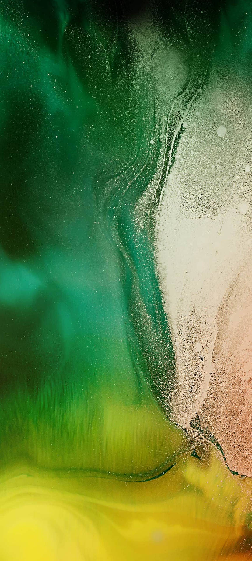 Ios 15 Green And Gold Glitters Background