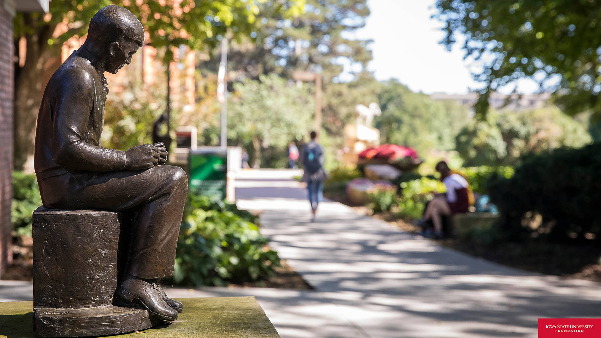 Iowa State University Man's Statue Background