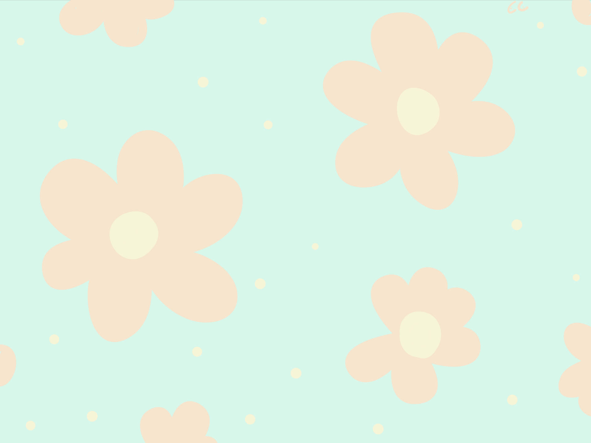 Ipad Pro Cute Pink Flowers In Blue Background