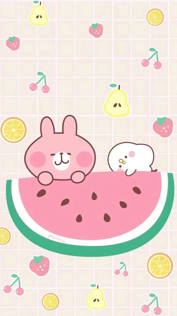 Ipad Pro Cute Rabbit With Watermelon Background