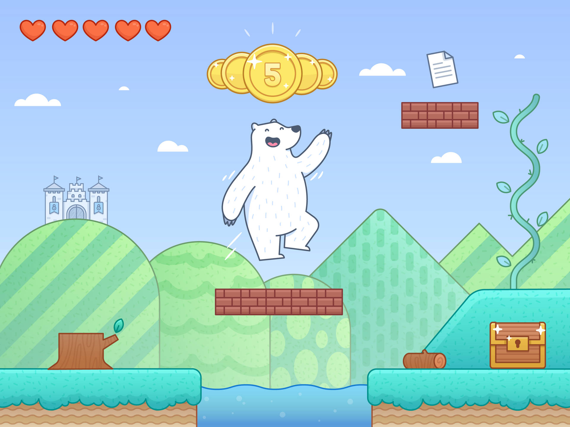 Ipad Pro Cute White Polar Bear Game Background