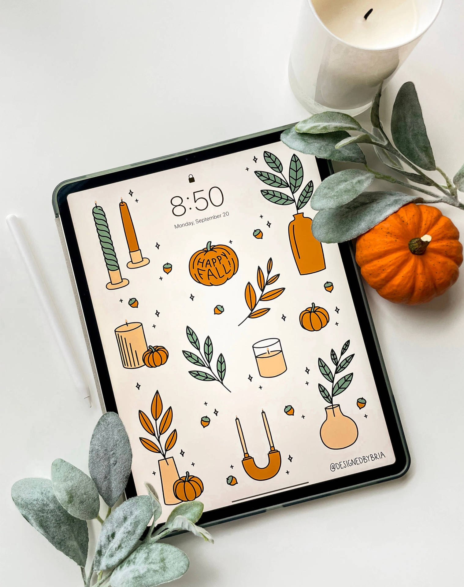 Ipad Pro Cute With Mini Pumpkin Background