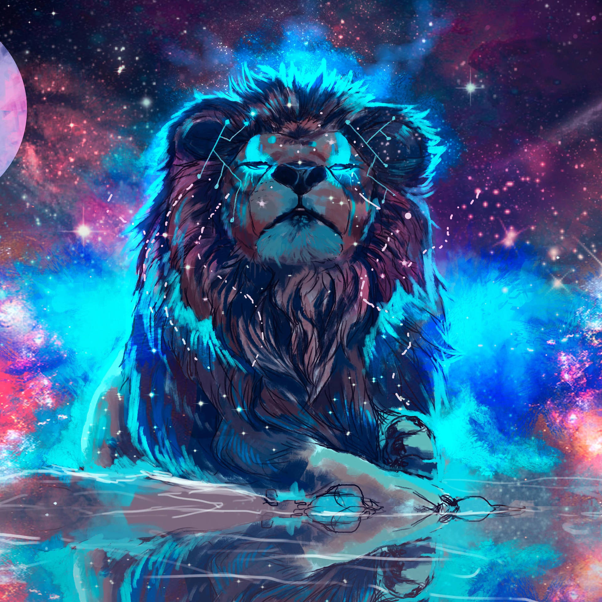 Ipad Pro Lion In Space