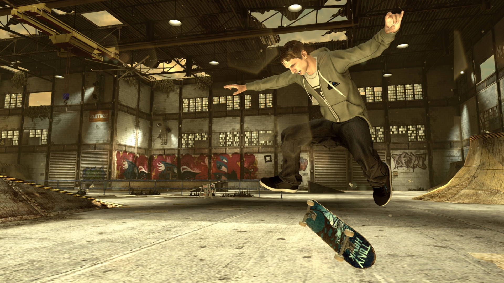Ipad Pro Tony Hawk In Abandoned Skate Rink Background