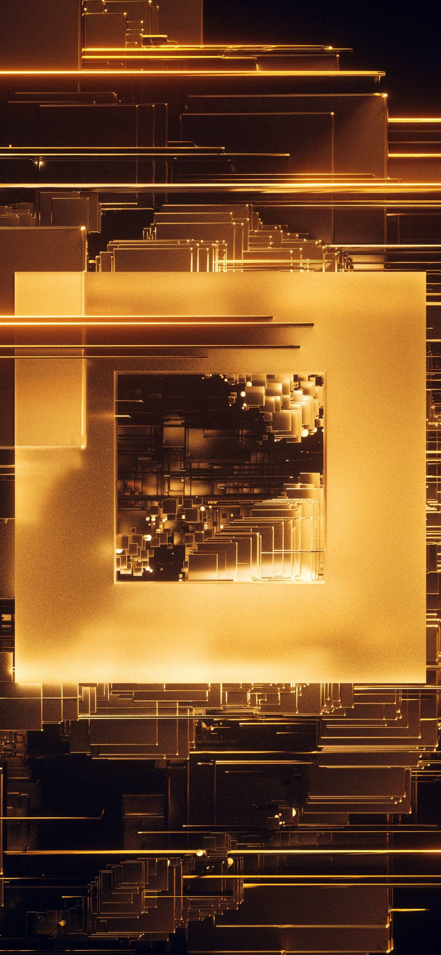 Iphone 12 Pro Max Gold Abstract Cube Background