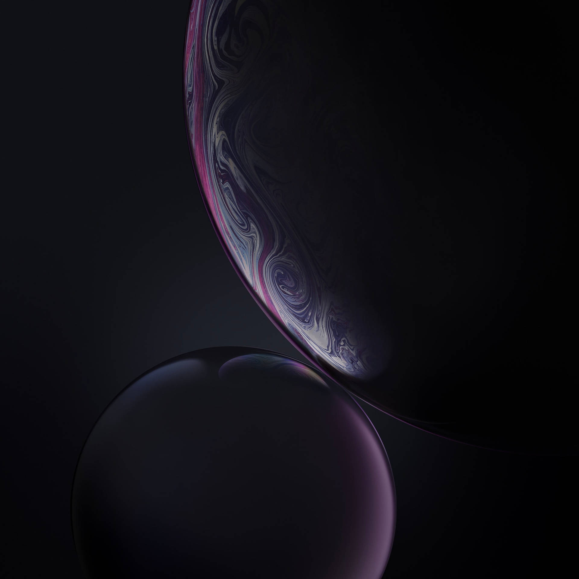 Iphone 12 Stock Dark Violet Bubbles Background