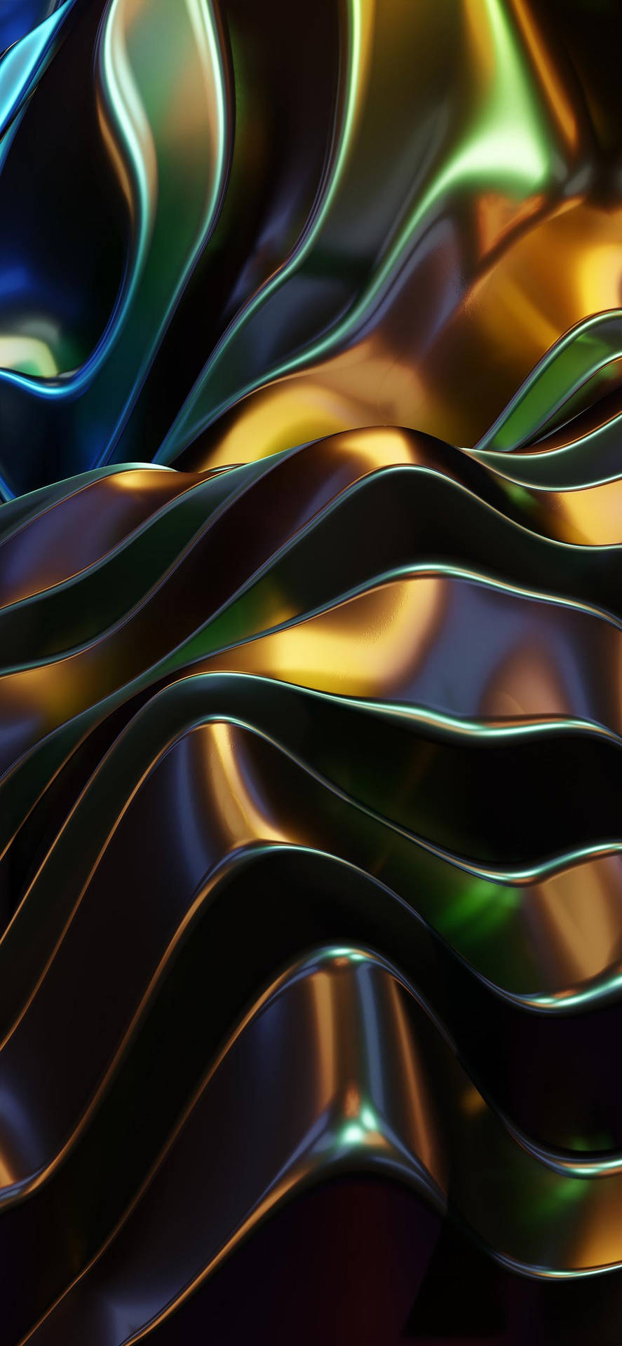 Iphone 14 Pro 3d Gold Green Metal Background