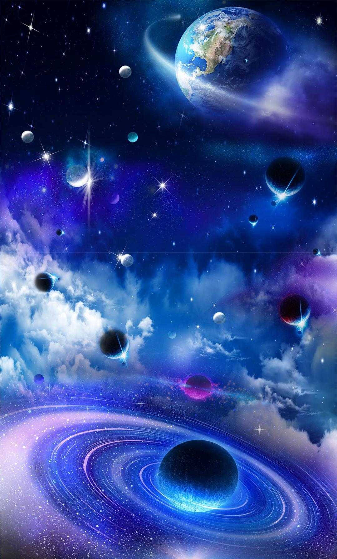 Iphone 7 Plus Space Purple Planets