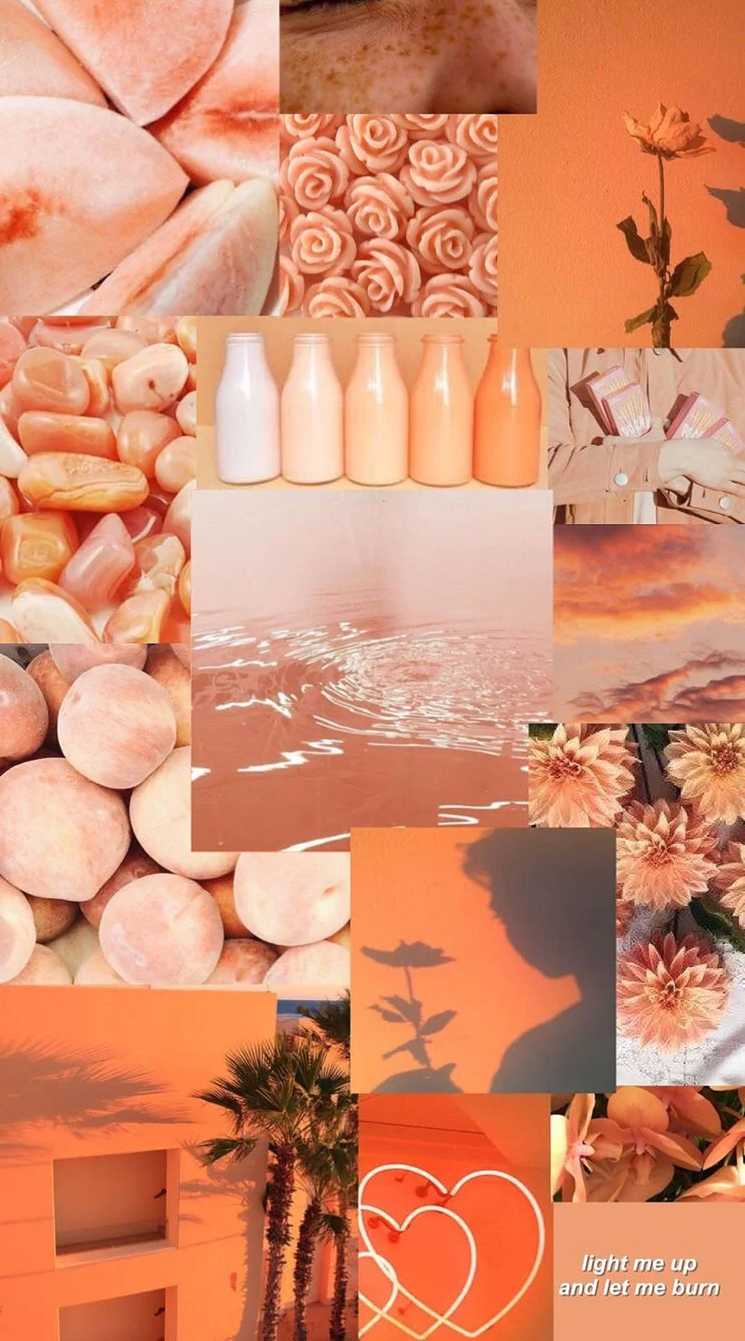 Iphone Aesthetic Orange Collage Background
