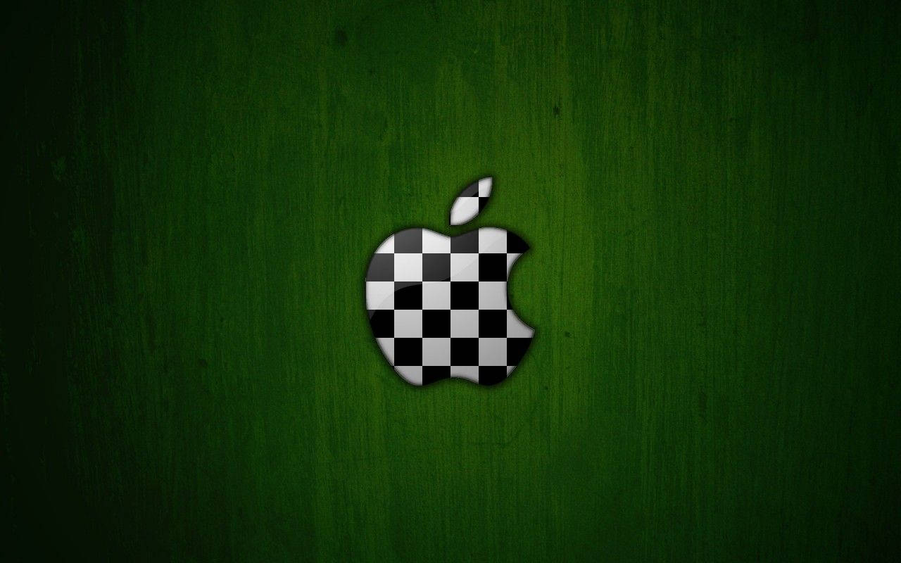 Iphone Apple Logo Checkered Background