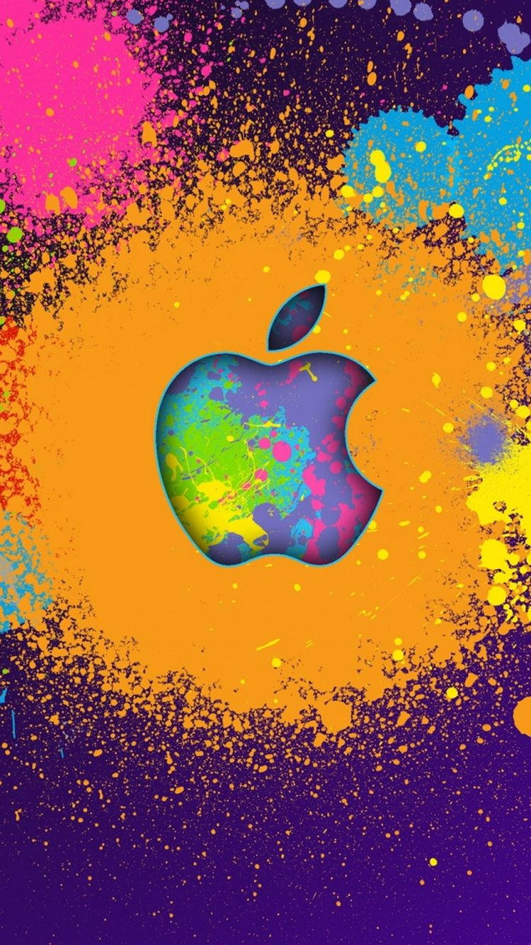 Iphone Apple Logo Colorful Paint