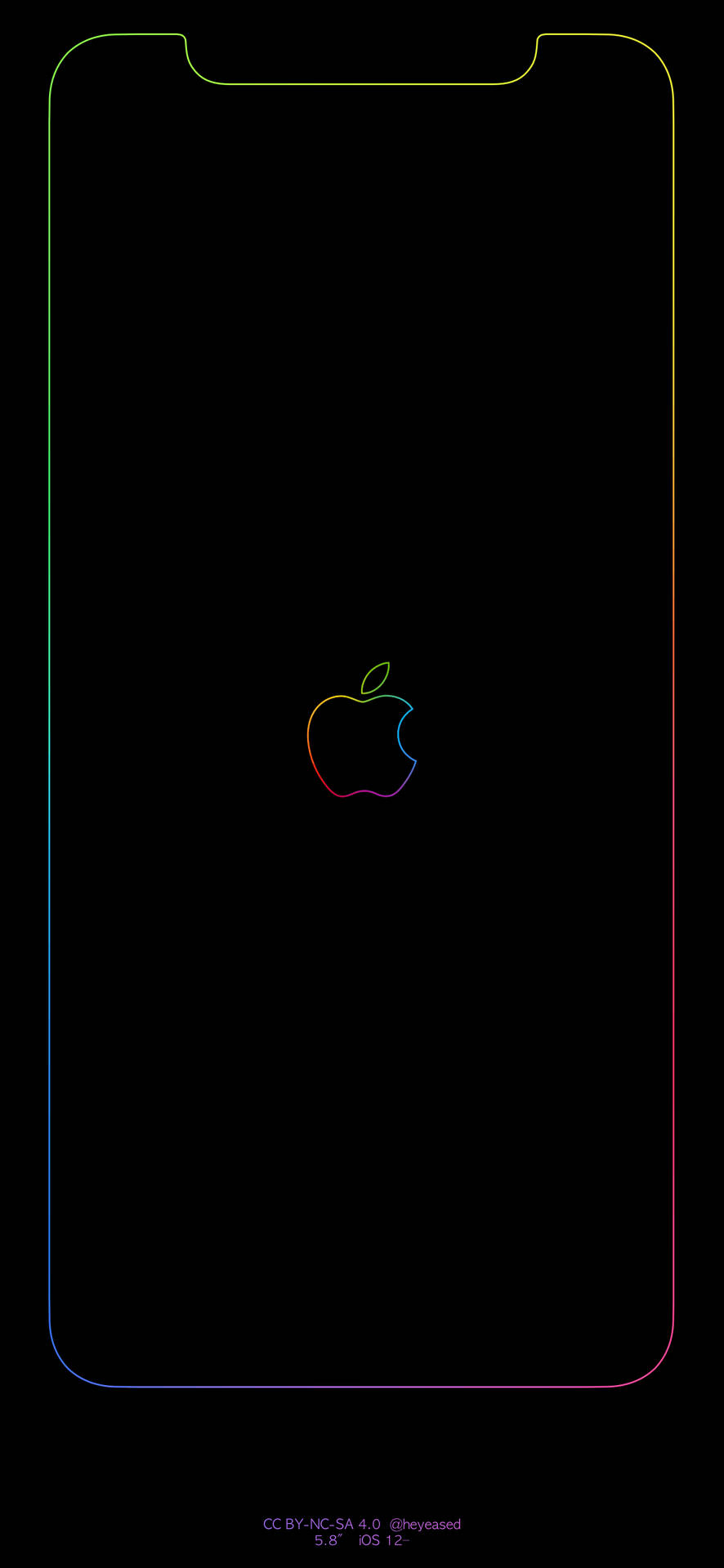 Iphone Apple Simple Rainbow Black