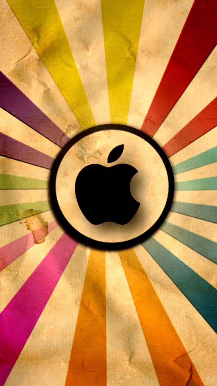 Iphone Apple Vintage Rainbow Background