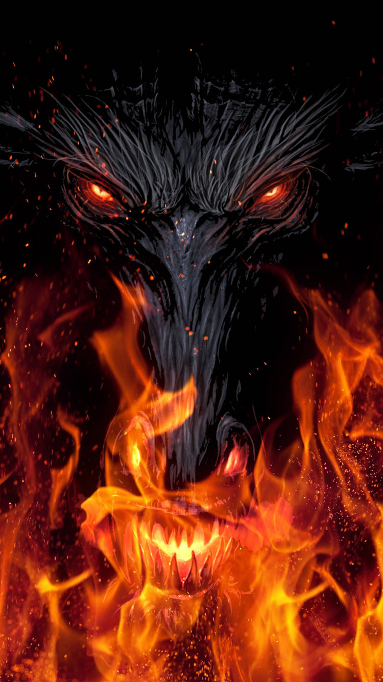 Iphone Black Wolf In Fire