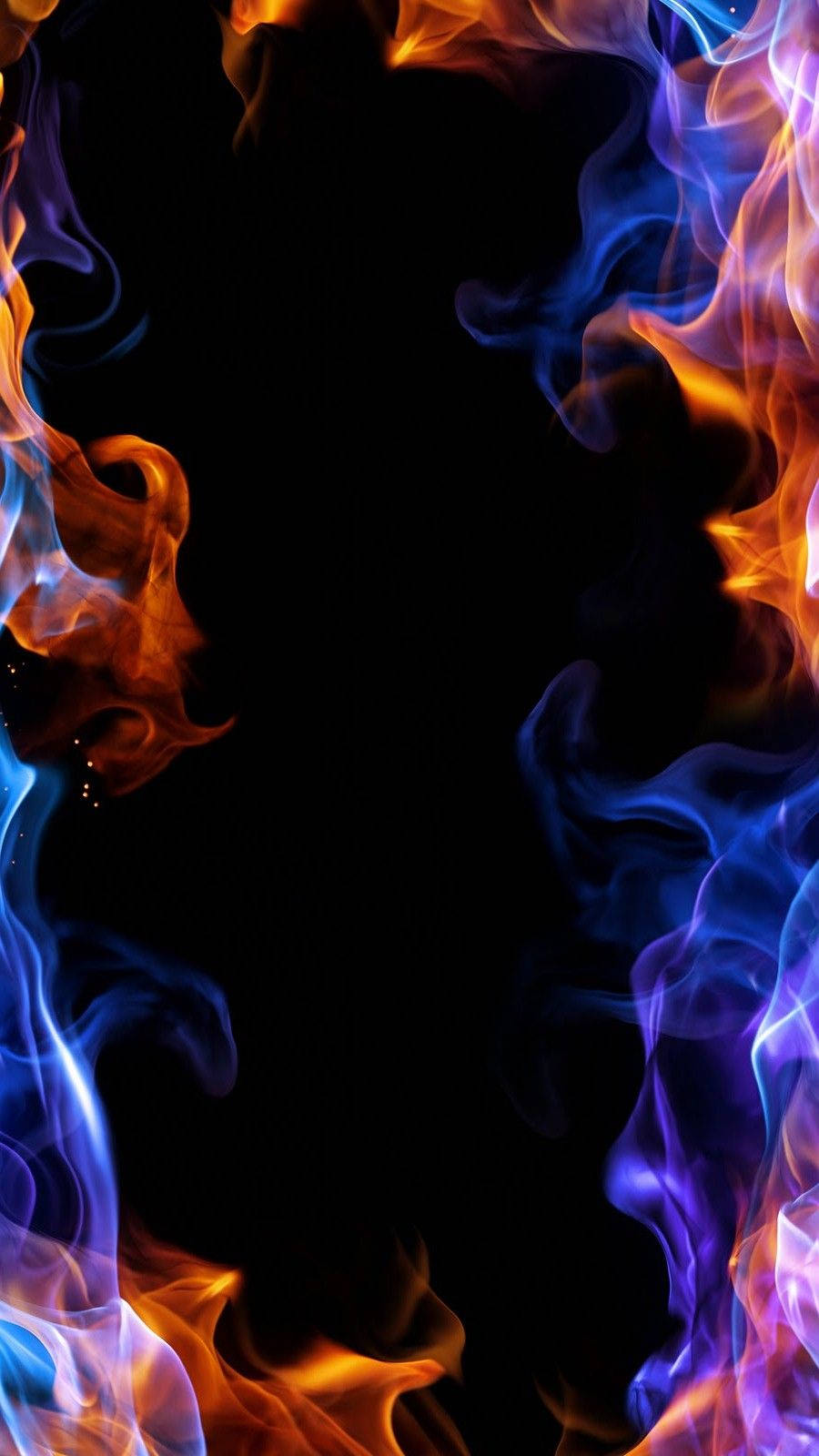 Iphone Blue Orange Fire Border Design Background