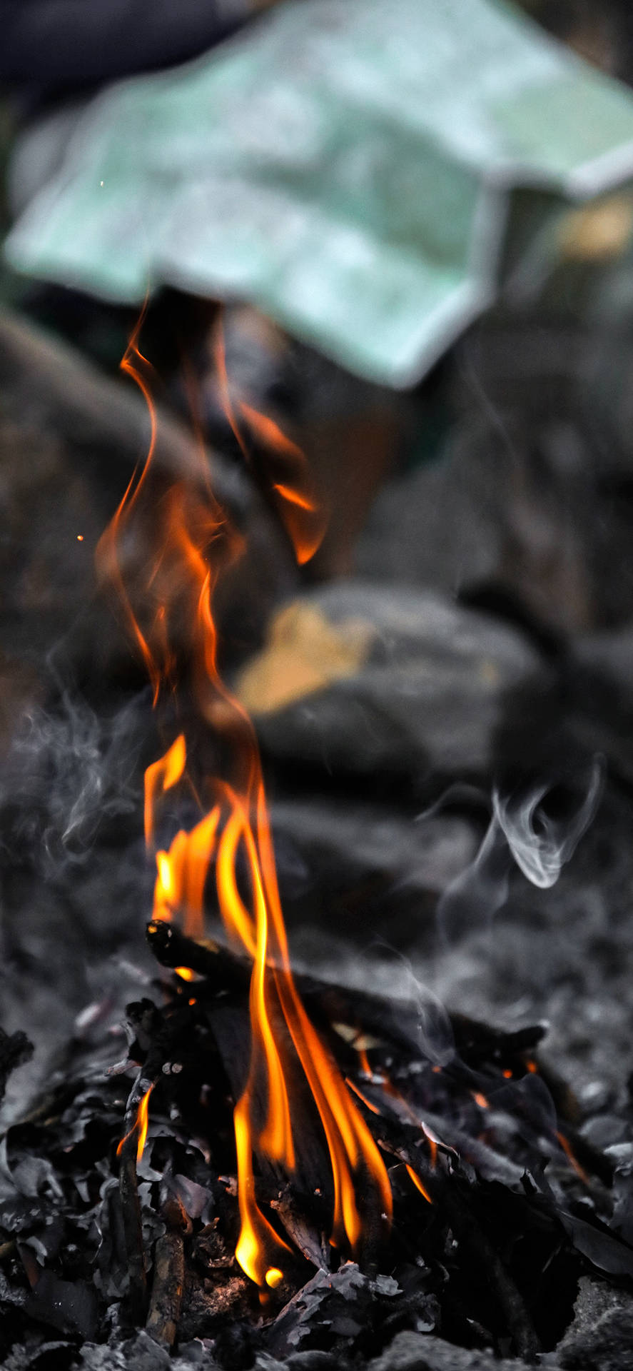 Iphone Burning Paper Fire Background