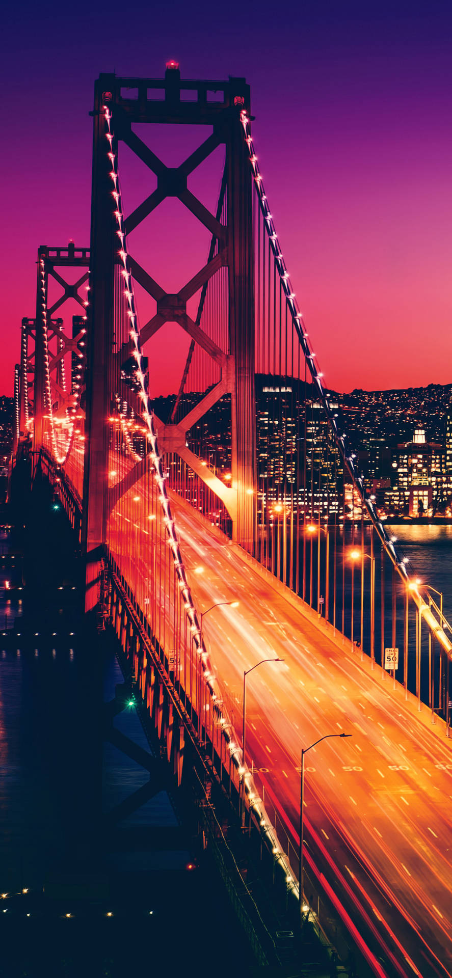 Iphone California Golden Gate Bridge At Night Background