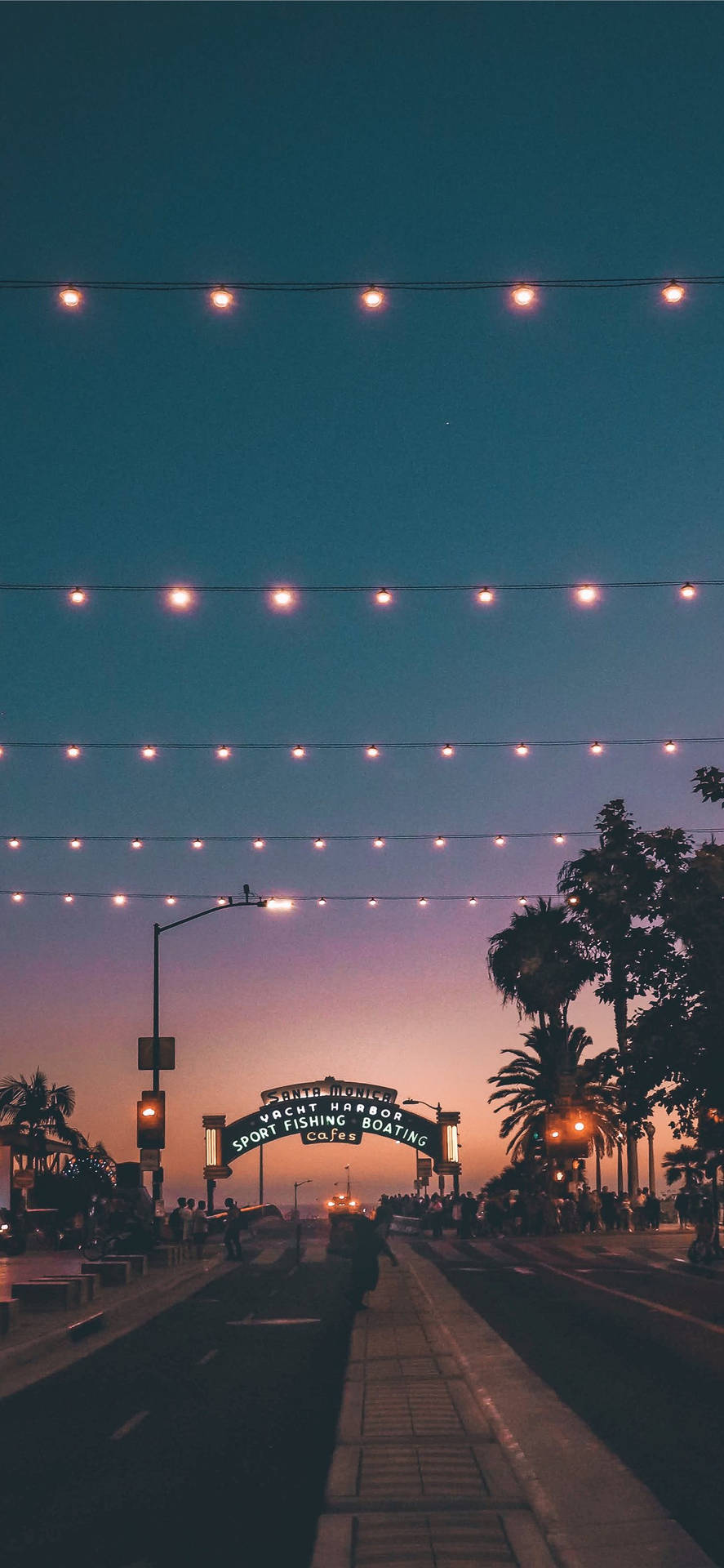 Iphone California Santa Monica Night Lights Background