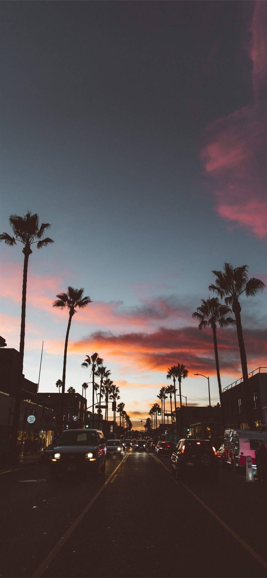 Iphone California Street Cars And Palm Trees Background