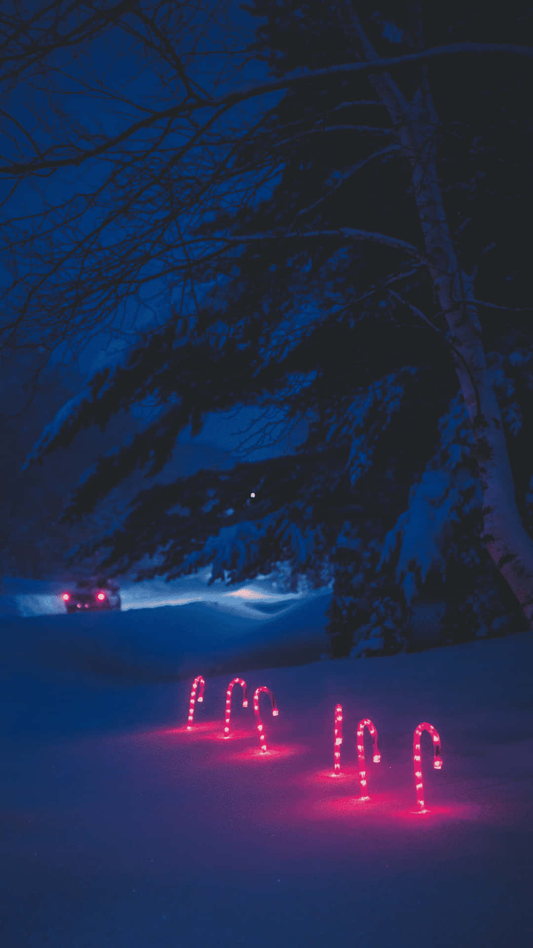 Iphone Christmas Aesthetic Light Cane Snow Background