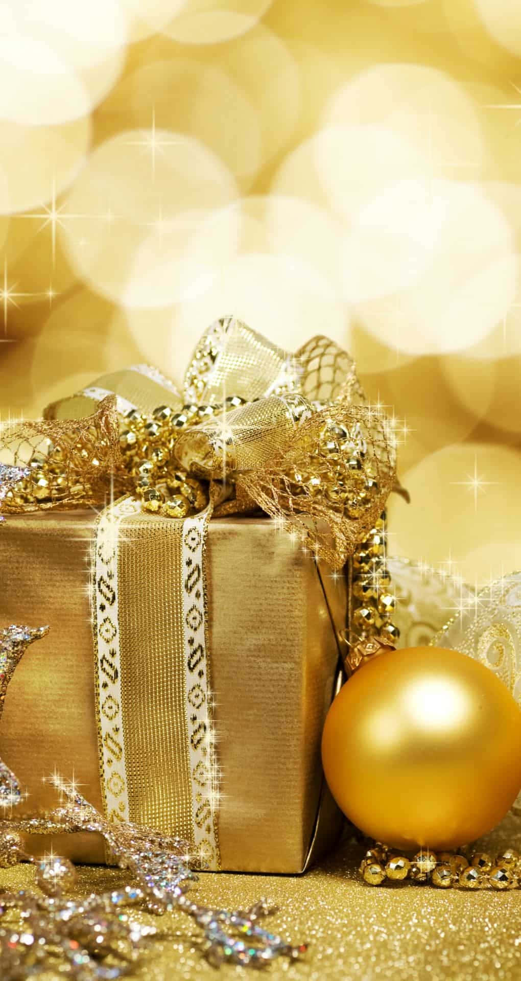 Iphone Christmas Aesthetic Yellow Lights Background