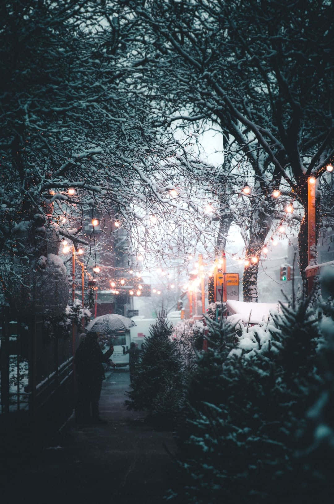 Iphone Christmas Snow City Background