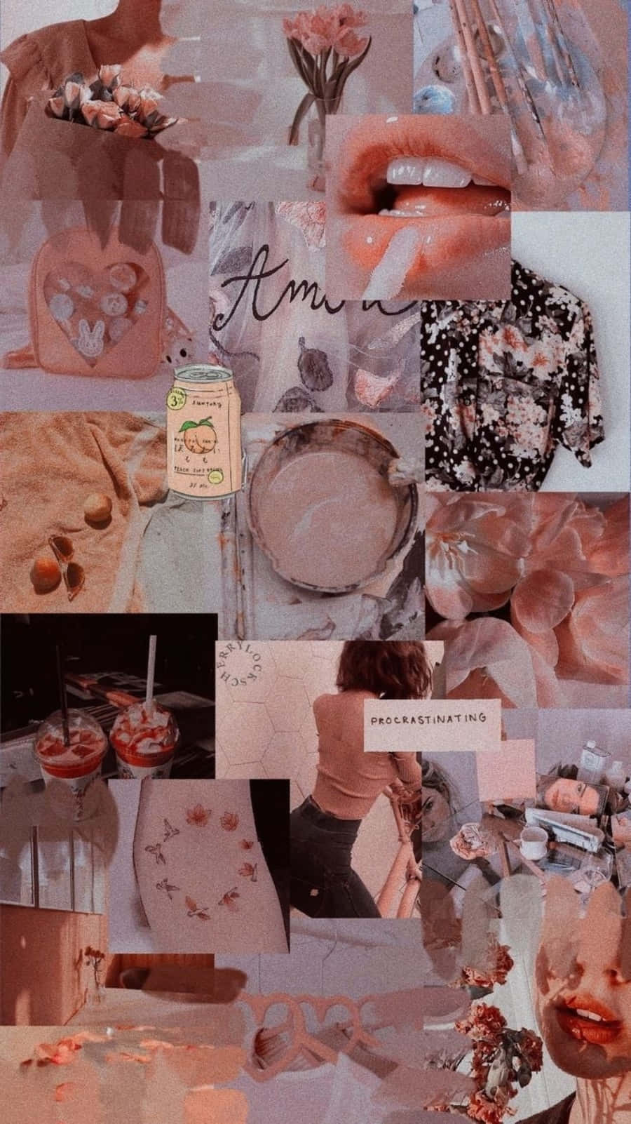 Iphone Collage Of Aesthetic Neon Orange Background