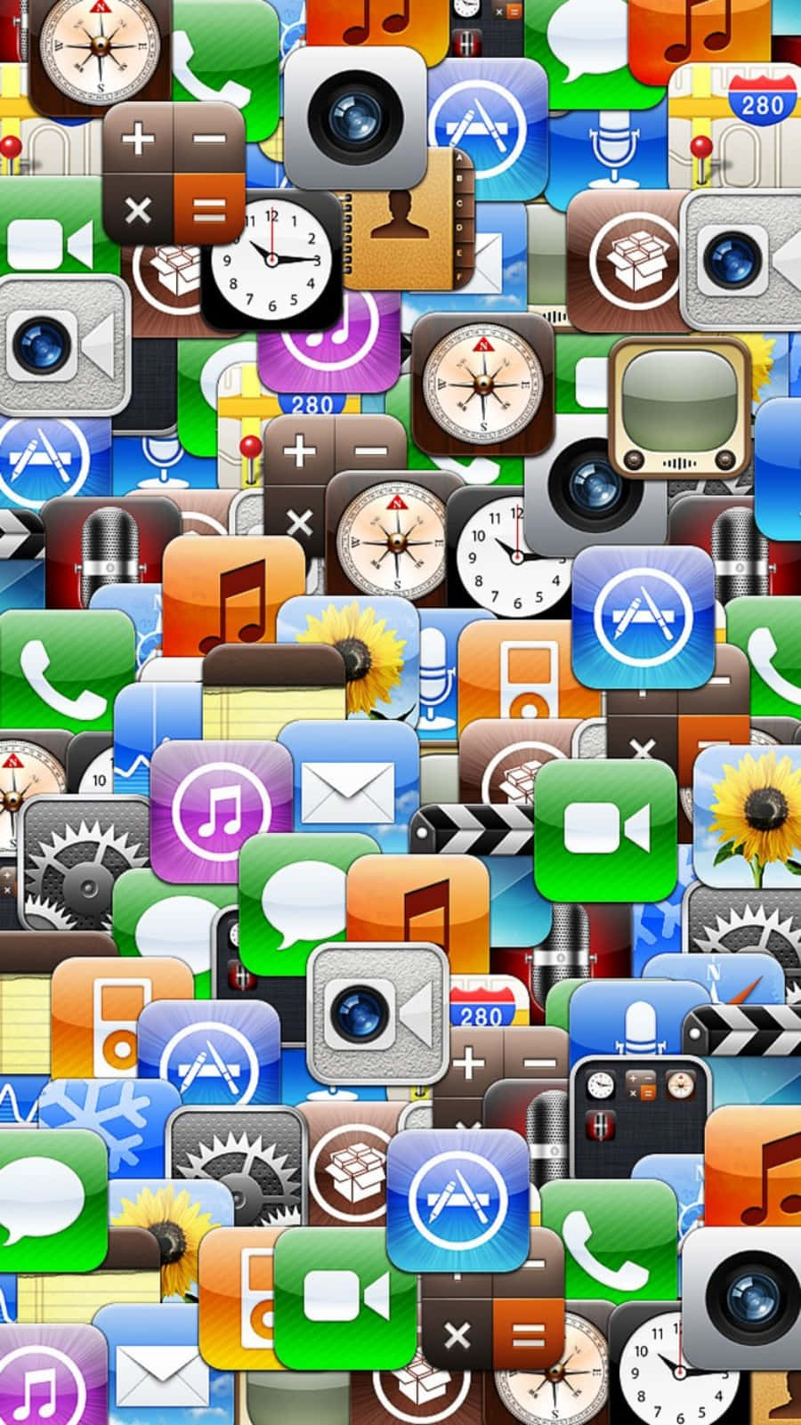 Iphone Collage Of Application Icons Background