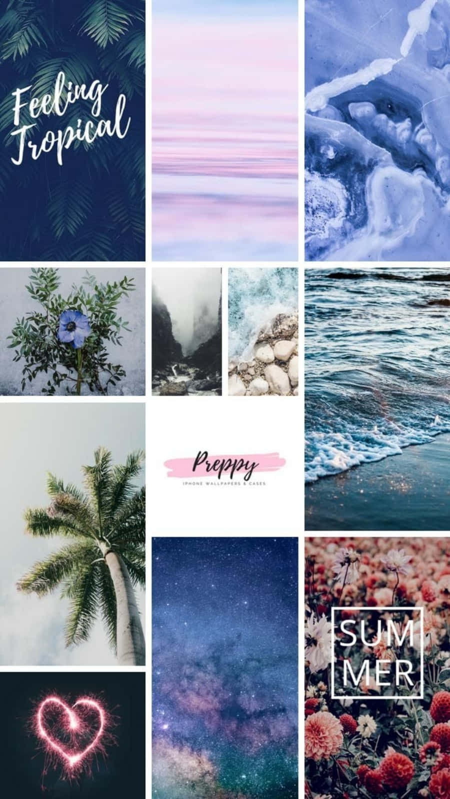 Iphone Collage Of Beach And Starry Sky Background
