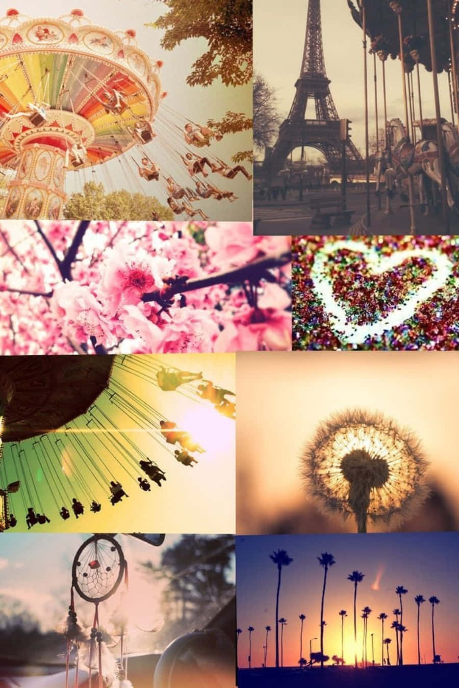 Iphone Collage Of Eiffel Tower And Flowers Background