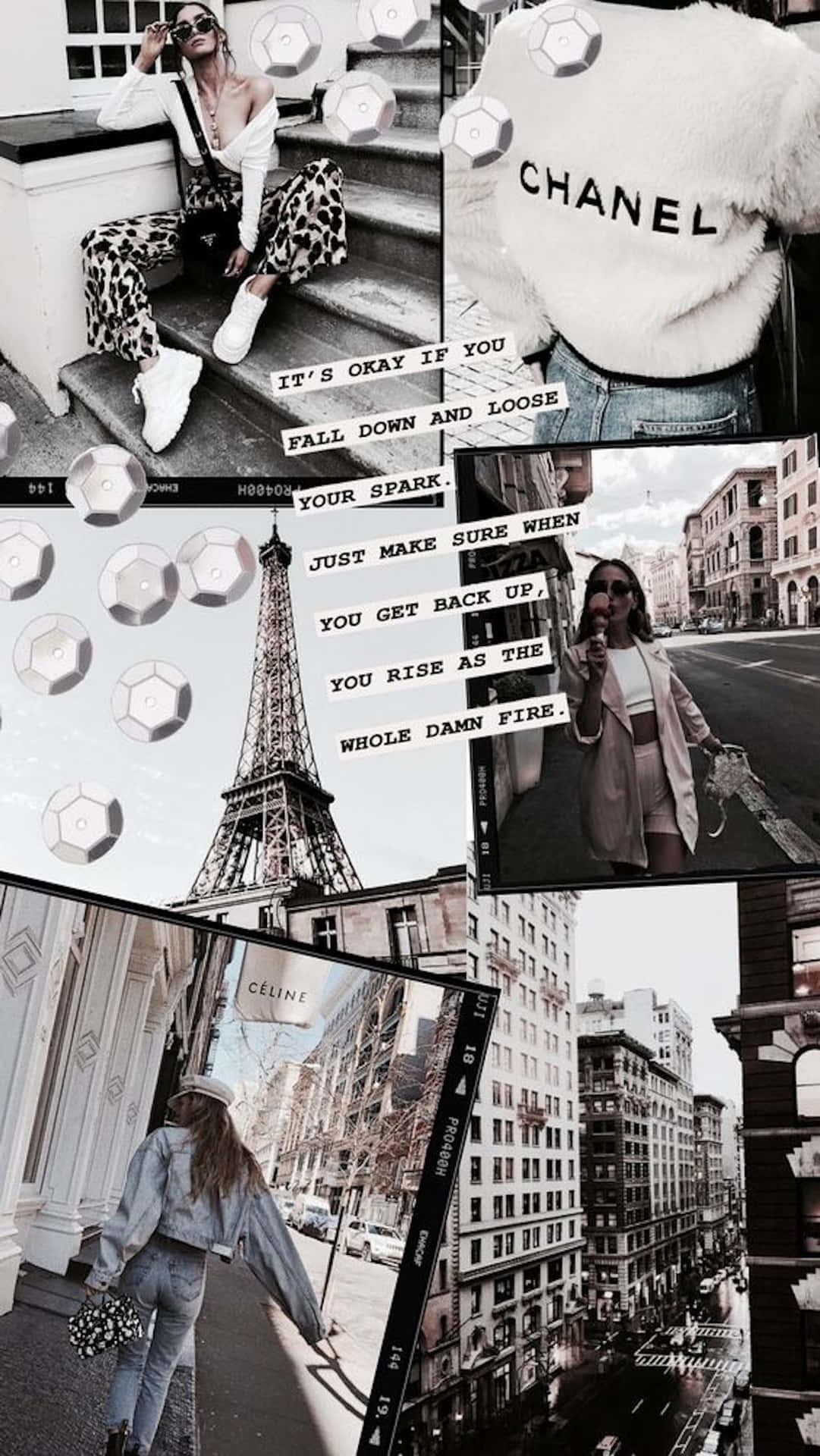 Iphone Collage Of Eiffel Tower And Sayings Background
