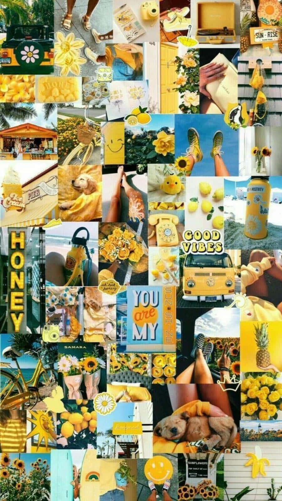 Iphone Collage With Sunflowers Background