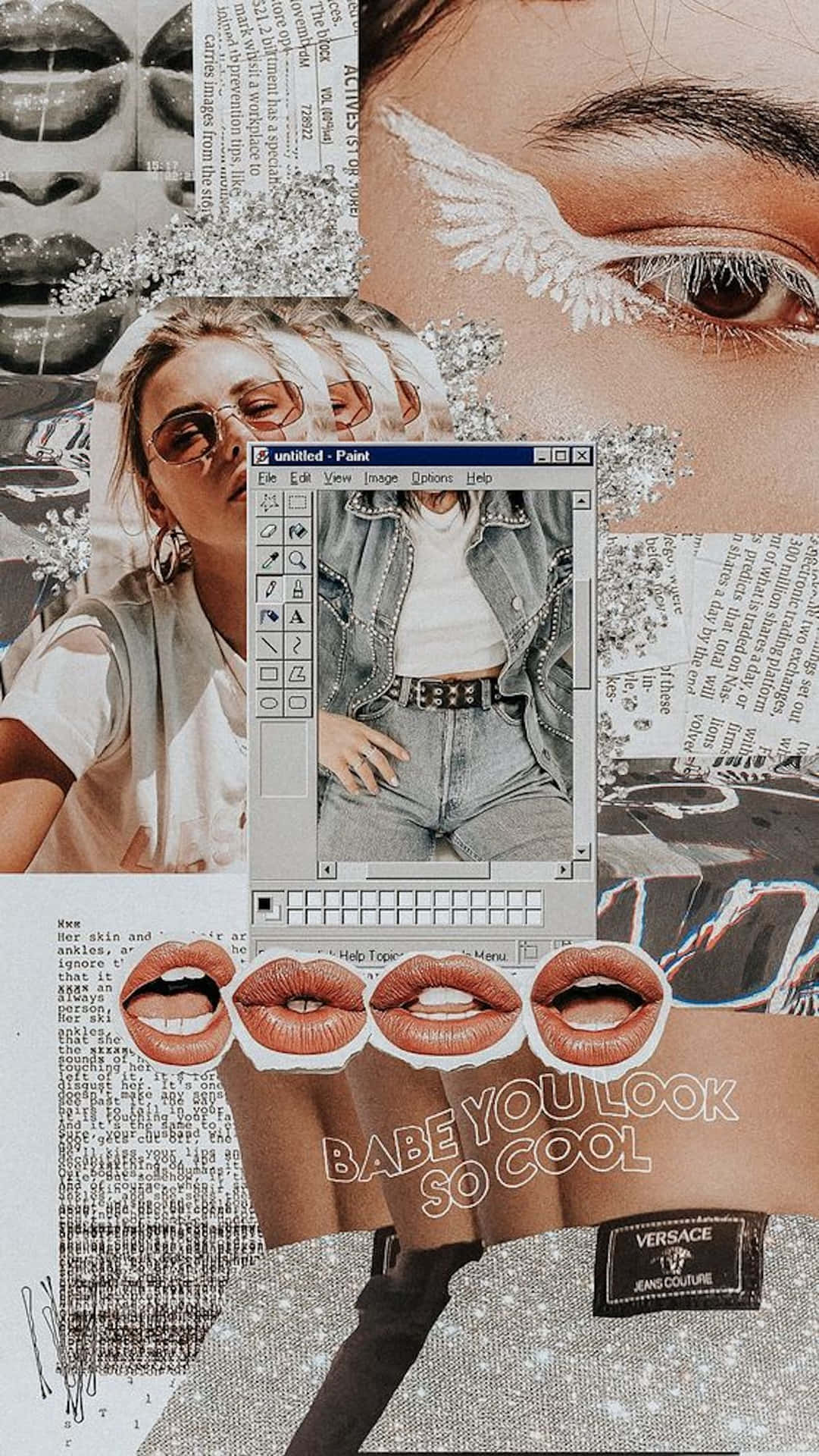 Iphone Collage With Women Lips And Face Background