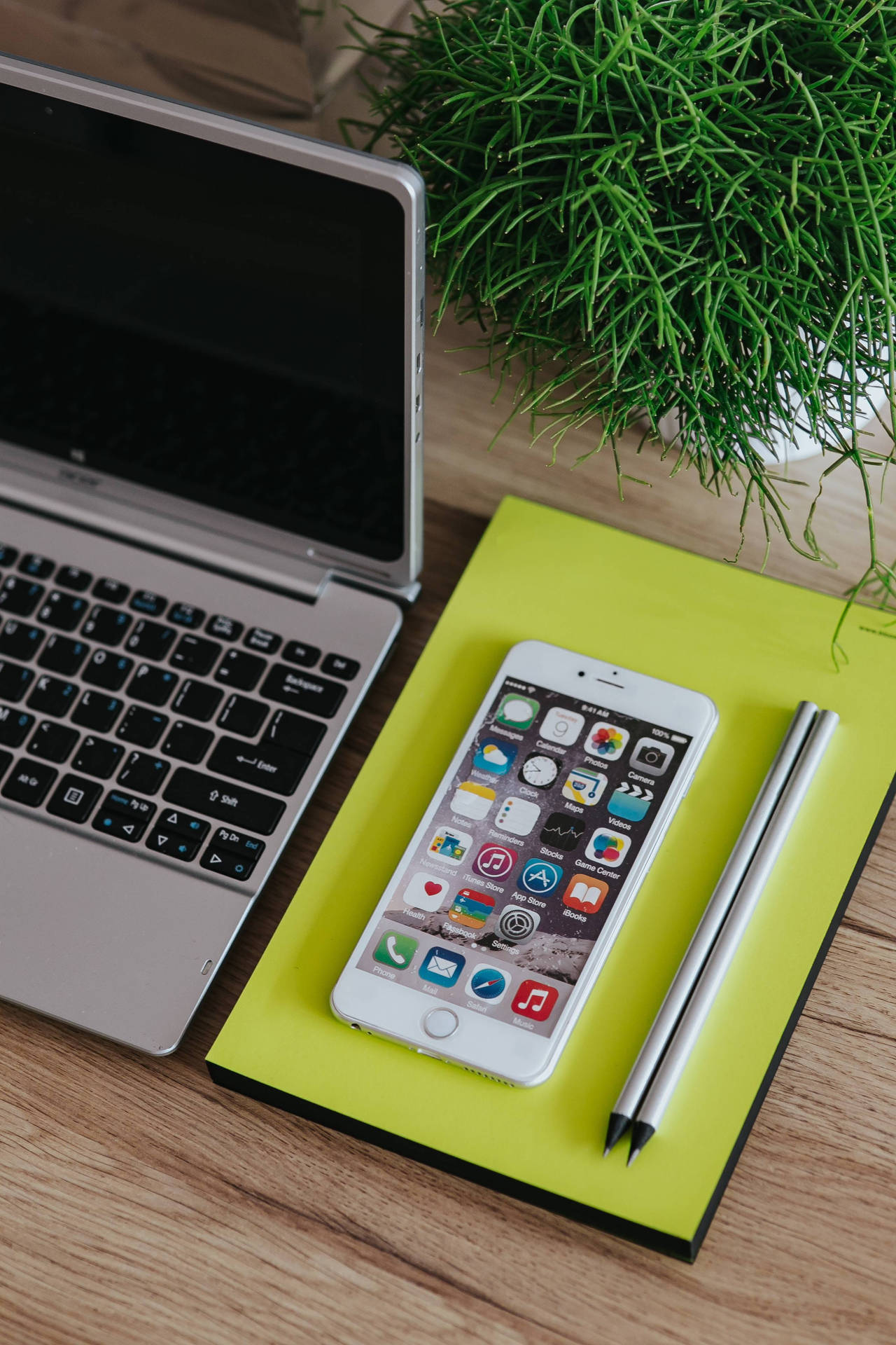 Iphone Desk With Bright Journal