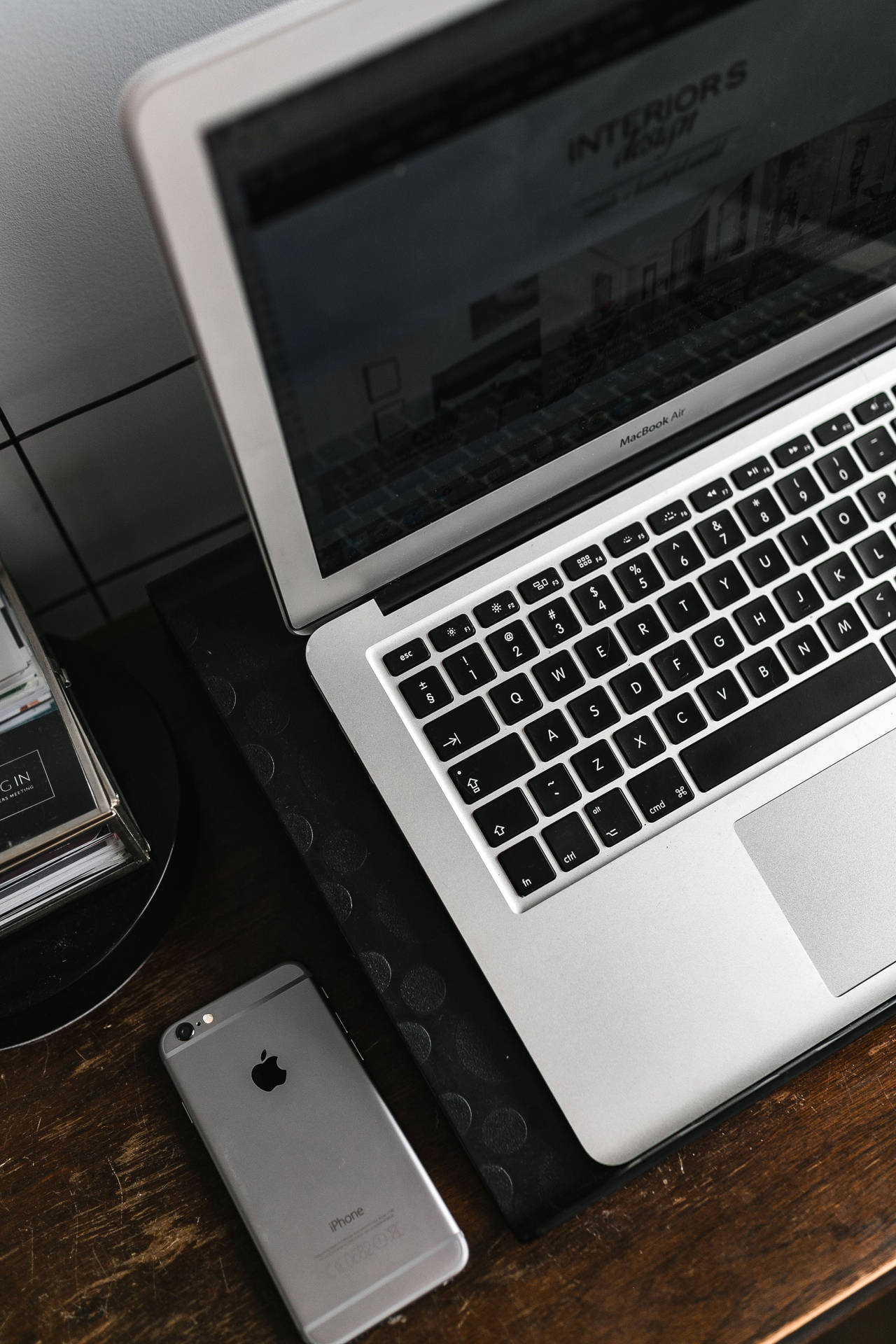 Iphone Desk With Silver Macbook