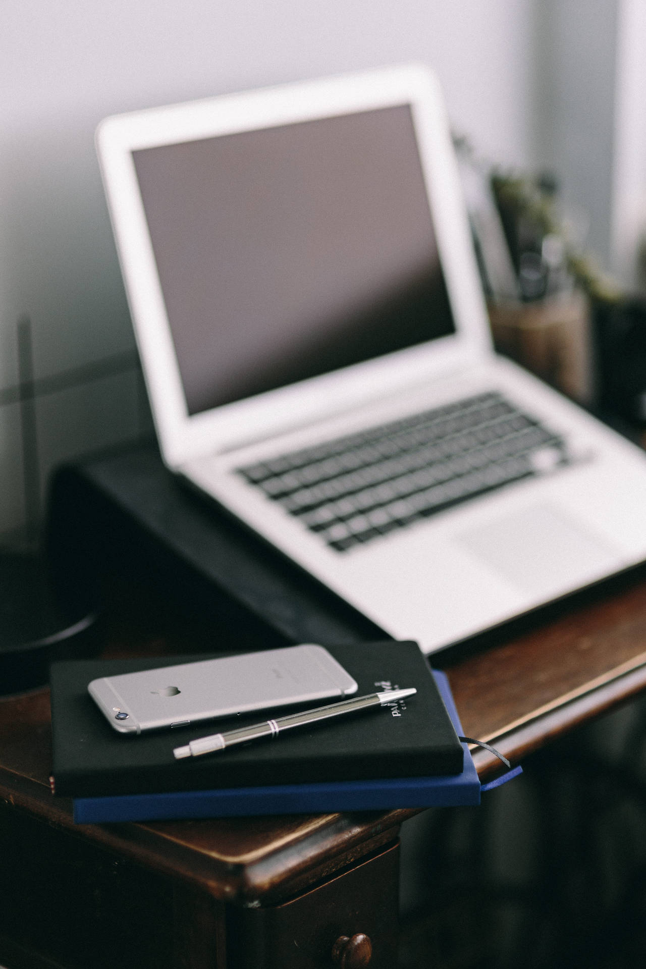 Iphone Desk Workplace With Journals