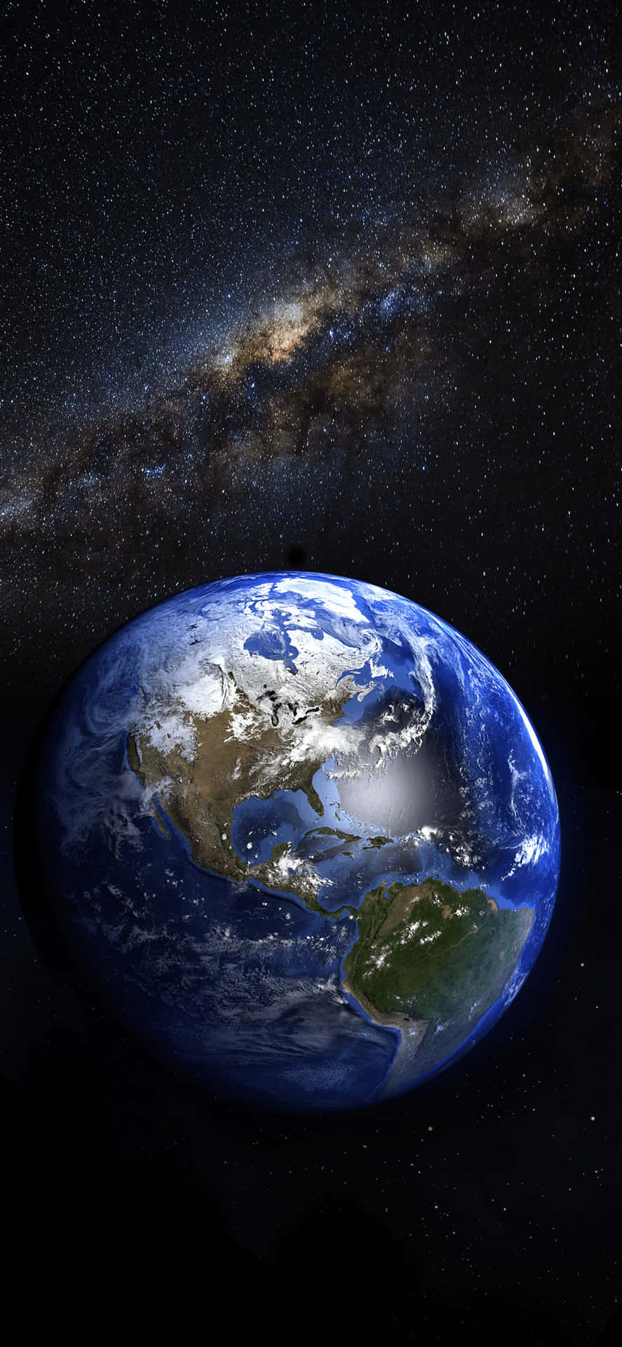 Iphone Earth With Stars In The Galaxy Background