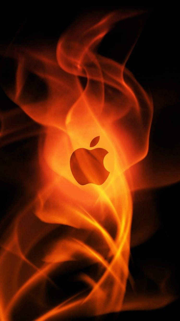 Iphone Fire Apple Logo Background