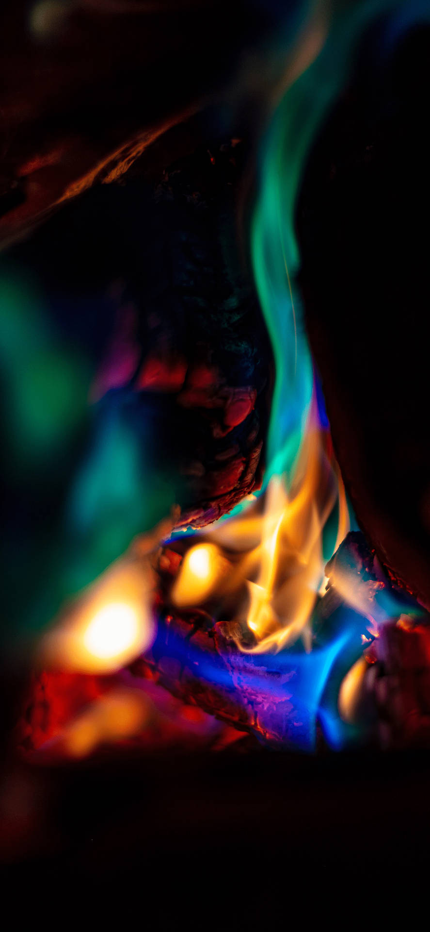 Iphone Fire Blue And Green Flame Background