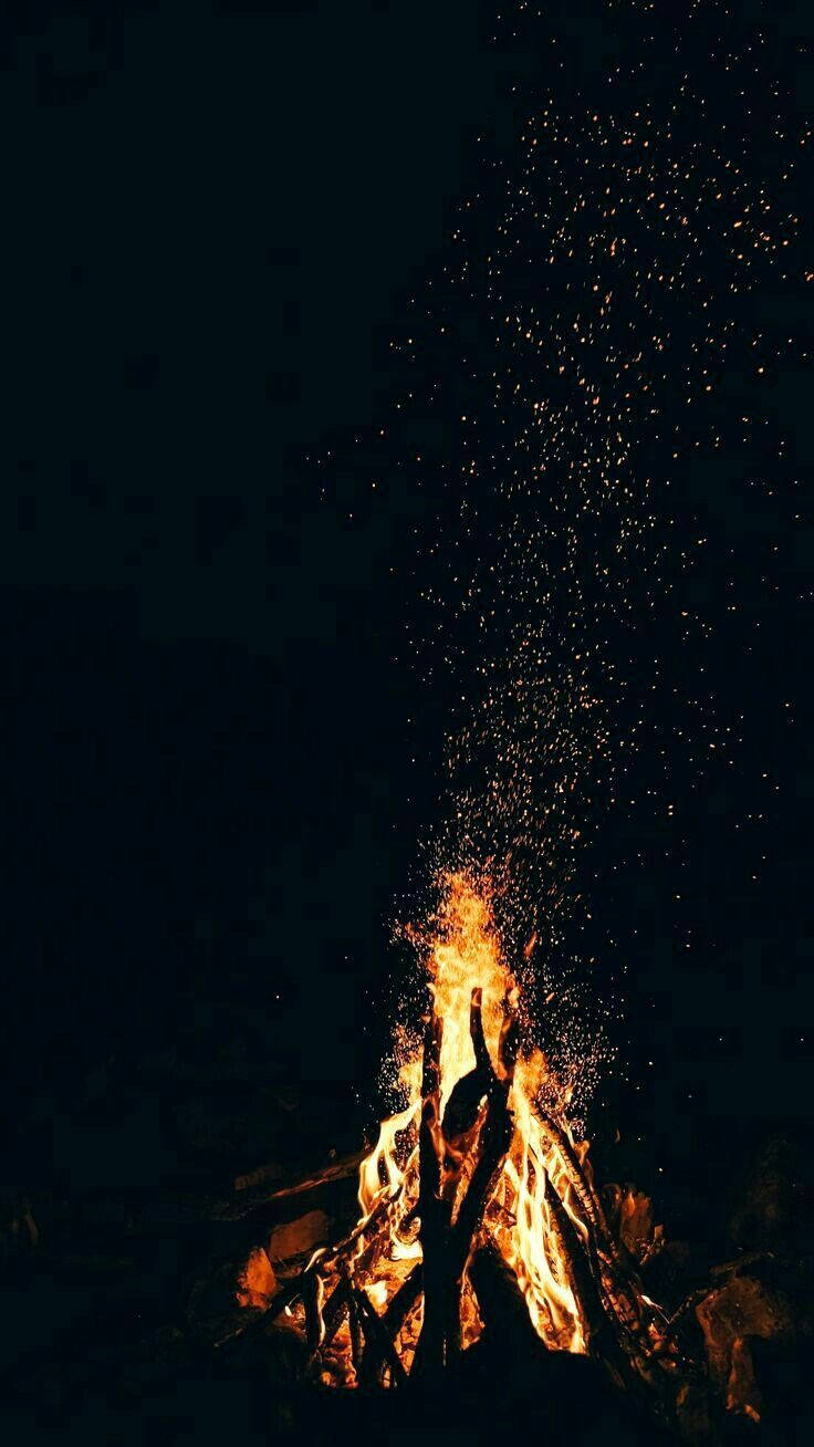 Iphone Fire Camping Dark Background