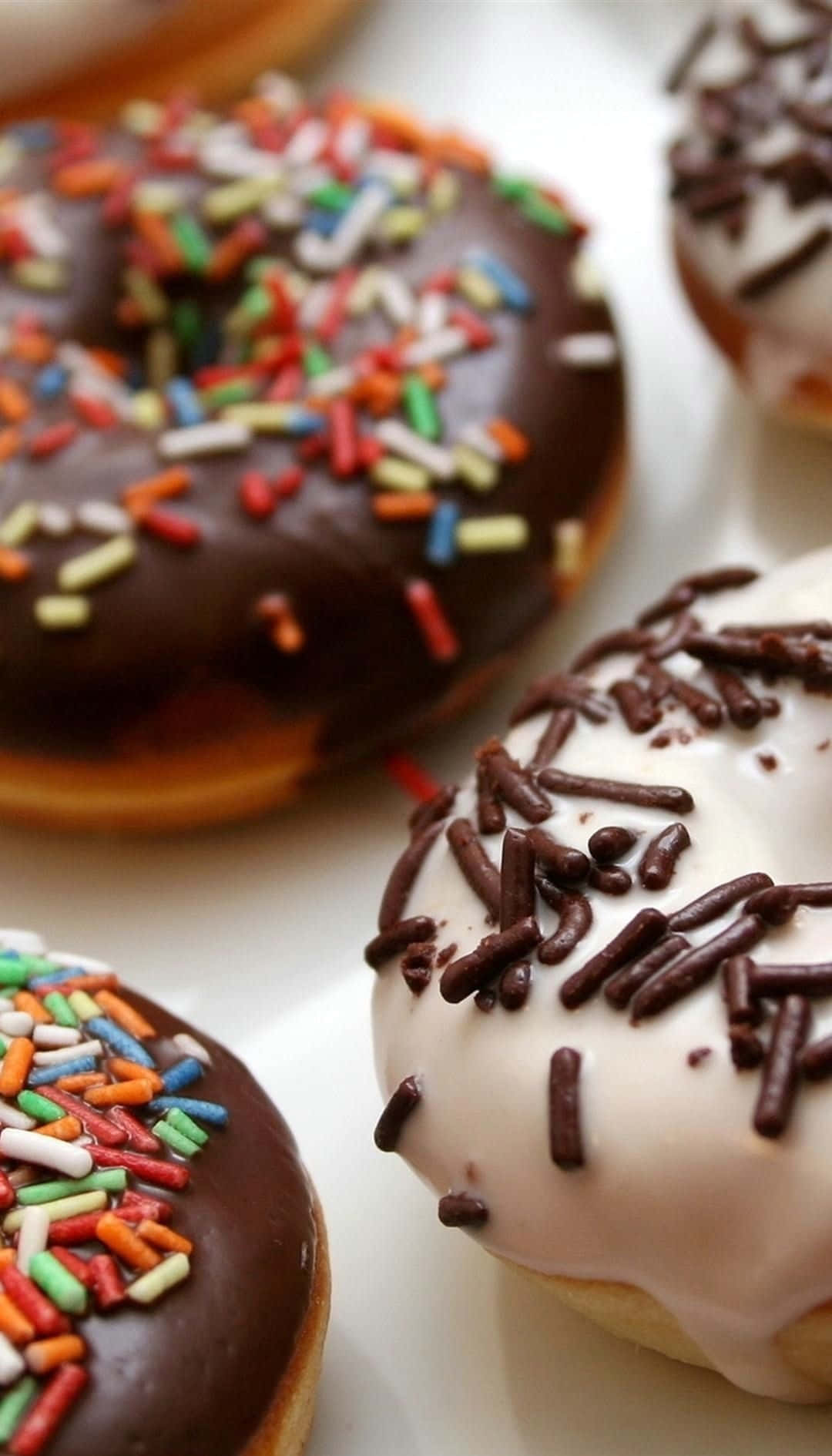 Iphone Food Chocolate Donuts With Sprinkles Background